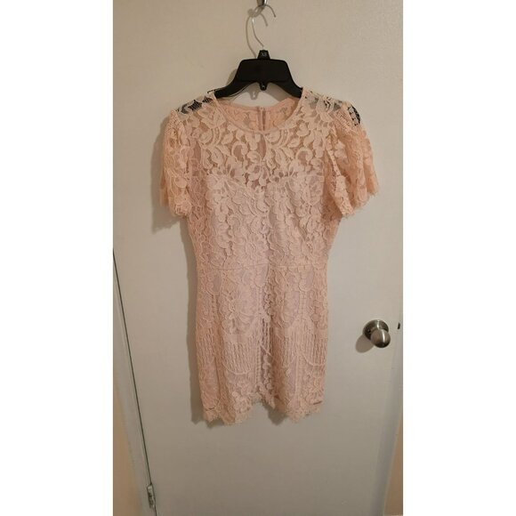 Entro USA Pink Lace Dress Sheath Short Sleeve Coquette Angelcore Fairycore NWT - Picture 1 of 15